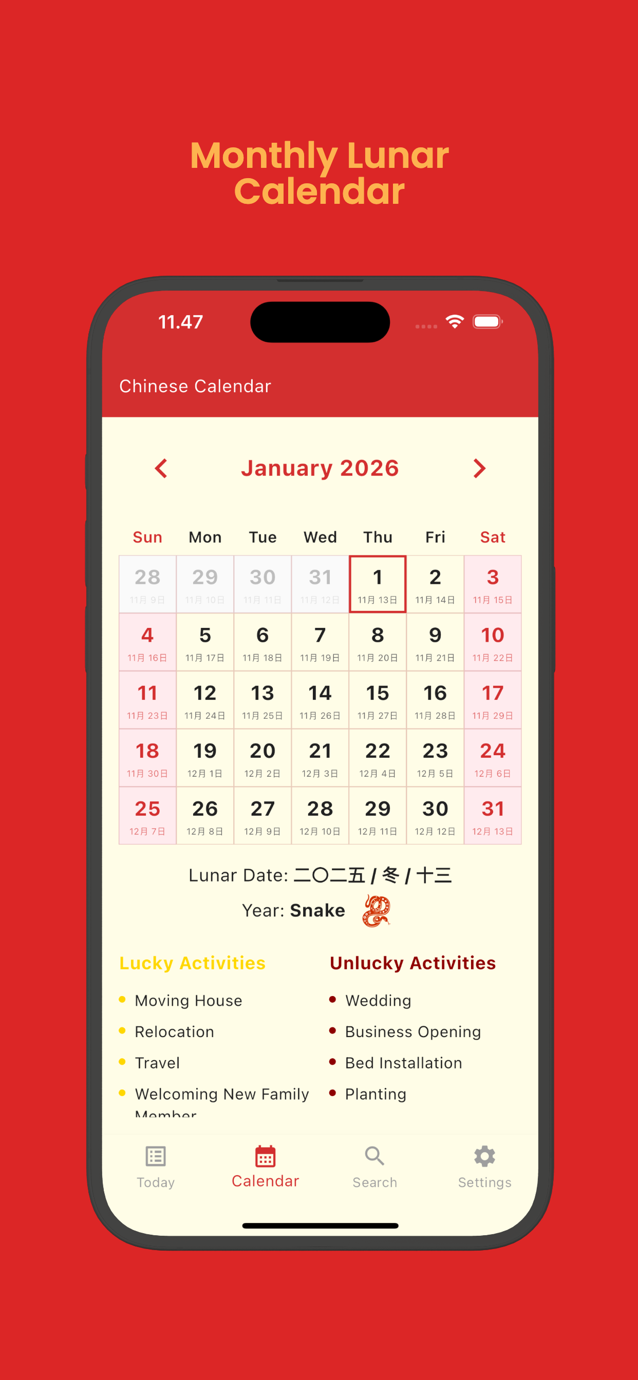 Kalender Lunar screenshot 2